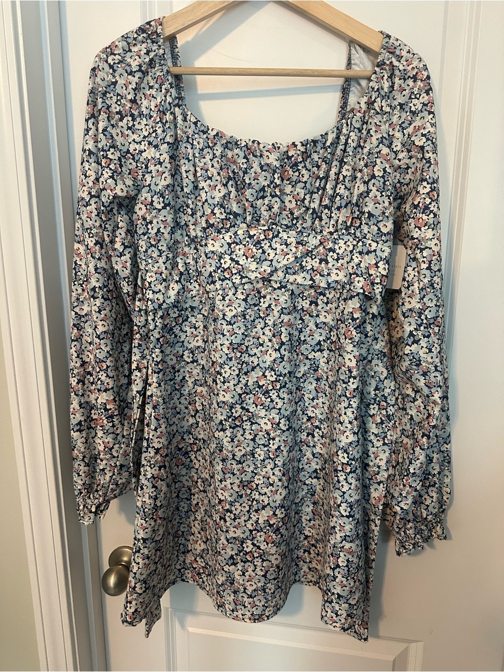 Altar'd State Blue Multi Floral Square-Neck Dress